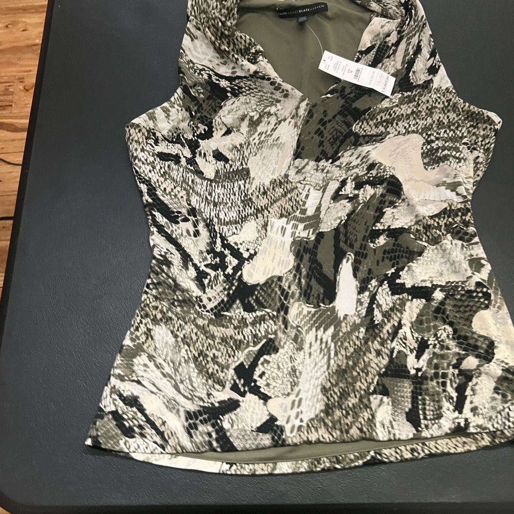White House Black Market Camouflage Print Blouse